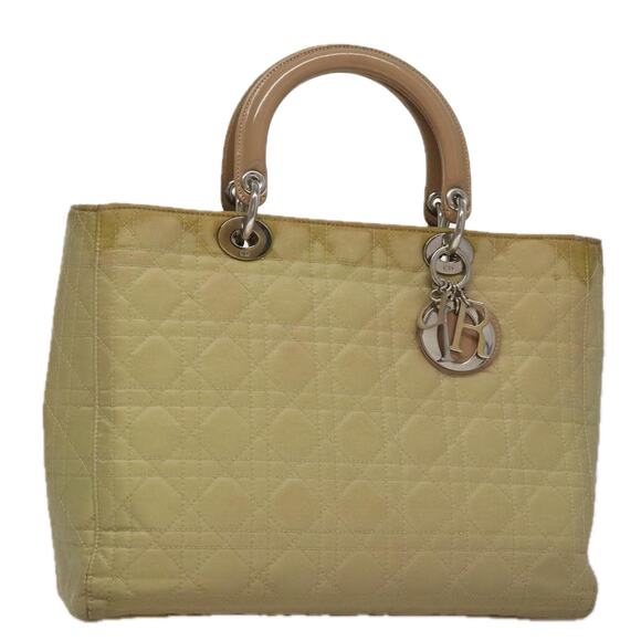 DIOR Canage Hand Bag Nylon Beige Silver - Picture 1 of 16